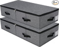 Omygarden Under Bed Storage Bins with Lids, Closet Organizers, Foldable Under-bed Storage Baskets for Sheets, Clothes, Quilts, Sweaters, Wrapping Paper, 35x16.5x7inch, Black Gray, 2PCS