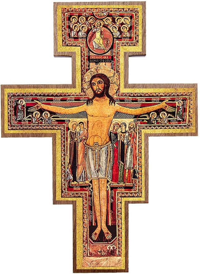 Intercession San Damiano Wall Wood Cross Crucifix (8 in)
