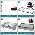 Under Bed Storage with Wheels, Rolling Underbed Storage Containers with Lids, Under Bed Shoe Storage Bins Organizer with Reinforced Metal Bottom Support and Three Handles
