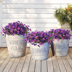 Homsunny Artificial Fake Flowers Plants for Outdoors - 12 Bundles Fake Plants Faux Silk Flowers Outside, UV Resistant for Planter Front, Porch, Garden, Patio, Spring Decor