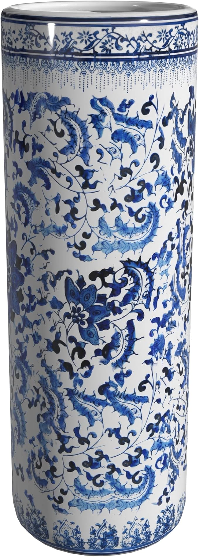 Red Lantern 24" Floral Blue & White Porcelain Umbrella Stand