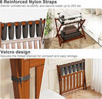 Bamboo Luggage Rack for Guest Room, Wide Suitcase Stand with Storage Shelf, Folding Luggage Stand Holder for Bedroom Hotel, 26.77" Thickened Luggage Rack for Suitcases, Brown