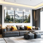 MHARTK66 Large Size Wall Art for Living Room Modern Wall Decor for Bedroom Office Decor Abstract Mountain Forest Landscapes Ink Painting 3 Piece Framed Canvas Art Prints Ready to Hang Wall Pictures