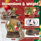 Christmas Snow Globes, 9.45" Santa Claus Glitter Water Lantern with 8 Songs, 6H Timer Battery & USB Powered Music Box for Christmas Decorations Indoor
