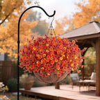 Fall Mums Artificial Flowers for Outdoors Potted, Fake Fall Daisy Flower with Realistic Eucalyptus Leaves, Fake Plants for Greenery Boxwood Porch Patio Garden Pot Courtyard Lawn, 12 Bundles