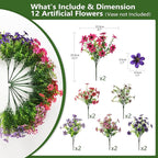 Artificial Flowers for Outdoor Faux Flower Spring Decoration, 12 Bundles Fake Plants Silk Daisy Bulk UV Resistant Realistic for Outside Porch Patio Balcony Planter Yard Garden Home Decor(Mixed 1)