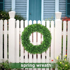 LZNPA Boxwood Wreaths for Front Door Realistic 22Inch，Spring Wreaths for Front Door Outside ，Front Door Wreath All Season，Green Wreath for Spring Farmhouse Porch Wall Wedding Room Home Decor