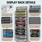 Over The Door Shoe Organizer with 12 Large Breathable Pockets - Durable Hanging Storage for the Entire Family's Shoes (Gray)