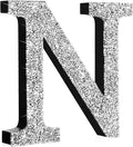 Qunclay 8'' Silver Crystal Diamond Bling Letters Crushed Diamond Decoration Wooden Glitter Letter with Screw and Hooks Rhinestone Gift for Wedding Y2k Mcbling Bedroom Wall Decor (Letter N)