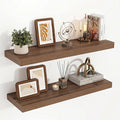 Acovy 32 Inch Floating Shelves, 3D Textured Wood Grain, 32"x9.25"x1.5" Inch Deep Floating Shelves for Wall, Wooden Shelves for Bathroom, Bedroom, Living Room, Walnut, 2 Pieces