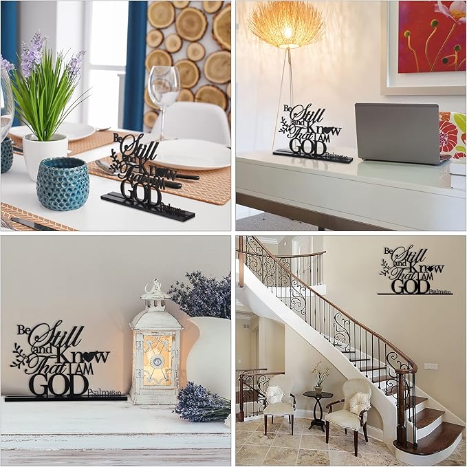 Jetec I Still Remember The Days I Prayed Sign Inspirational Table Blessed Signs Motivational Decor Farmhouse Table Home Centerpieces Faith Wooden Shelf for Living Room Office(Be Still)