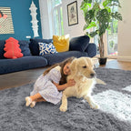 OLANLY 2x2 Machine Washable Small Rug, Soft Fluffy Shaggy Throw Rug for Bedroom, Entryway, Indoor Floor Carpet for Kids, Nursery, Home Decor, Light Grey