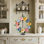 Display Stand for Wreath Handbag Purse Standing Metal Wreath Hanger Holder on Tabletop or Floor(Antique)