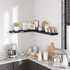 BAMEOS Floating Shelves, 35 x7 Wide Display Shelf with Invisible Brackets, Set of 2 | Gallery Wall & Accent Décor Shelf for Bedroom, Living Room & Entryway Black