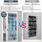 40-Pocket Over the Door Shoe Organizer - Large Mesh Pocket Hanging Shoe Organizer,Behind the Door Shoes Storage Holder Hanger
