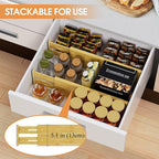 Bamboo Drawer Dividers,17-22" Adjustable Kitchen Drawer Organizer for Clothes,8 Pack Expandable Drawer Organization Separators for Bedroom,Bathroom,Dresser and Office,Natural
