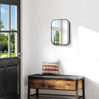 BONEWEI 16x20 inch Bathroom Mirror,Black Rectangle Mirror,Wall Mounted Bathroom Frame Vanity Mirror with Round Corner for Bedroom Living Room,Entryway Hangs Horizontal or Vertical