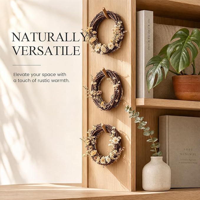 DomeStar 12PCS Natural Grapevine Wreaths, 4 Inch Small Wreath for Wall Decor, Crafts, Rattan Twig DIY Door Hanger for Home Wedding Spring Decorations