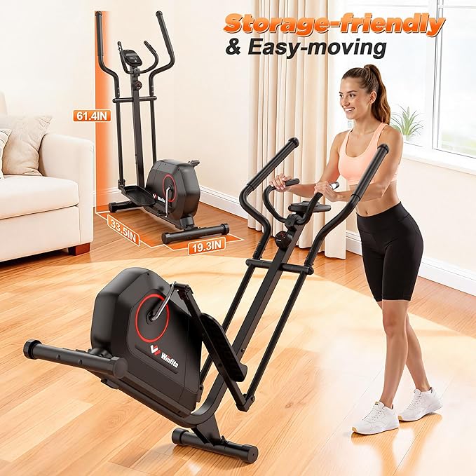 Elliptical Exercise Machine for Home Use, Elliptical Machine with Hyper-Quiet Magnetic Drive System, 14-Level Resistance Adjustment, 15.5IN Stride, 300LBS Weight Capacity, Tablet Holder