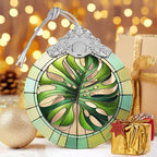 Monstera Leaf Stained Glass Ornament - Christmas Tree Decorations, Holiday Presents, Gift Exchange Ideas