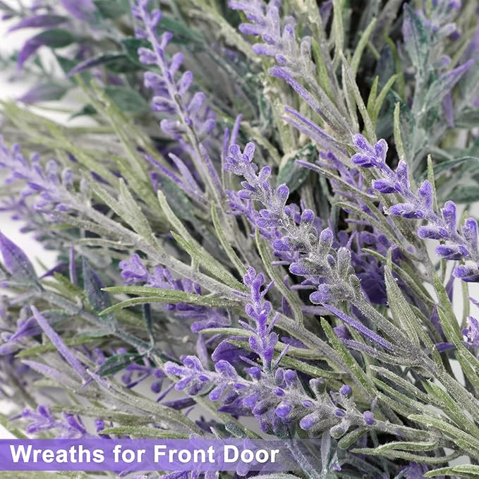 26 Inch Large Lavender Wreaths for Front Door Outside Summer Spring Wreaths for Front Door Floral Wreath All Season for Wedding Farmhouse Porch Wall Room Home Decor