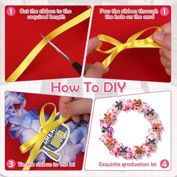 Leis for Graduation 2026, Artificial Flower Wreath with Cards Graduation Lays Gifts, Congrats Grad for High School