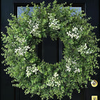 26'' Large Boxwood Wreath for Front Door Artificial Spring Wreath Boxwood Leaves Greenery Outdoor Door Wreaths for Porch Window Home Farmhouse Wall Decor Green Year Round Indoor Outdoor All Seasons