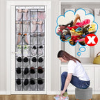 Over the Door Shoe Organizer, Hanging Shoe Organizer with 28 Mesh Large Pockets Door Shoe Rack Organizer, Space Saving Hanging Storage Holder, Hangs on Closets for Shoes, Accessories, White