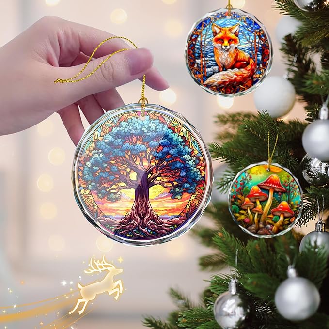 Tree of Life Stained Glass Christmas Ornament, Christmas Tree Decoration, Gift for Holidays