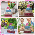 Moucuny 4 Pcs Spring Summer Decorations for Home Wooden Umbrella Tiered Tray Decorations Summer Centerpieces for Tables Farmhouse Decorative Umbrella Faux Stack Block Sign for Home Shelf Decor