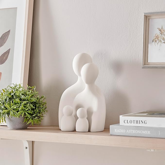 Danya B. Hans Cream Abstract Nesting Three Piece Family of 4 Decorative Accent Matte Ceramic Sculpture Figure Set