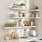 Acovy 16 Inch Floating Shelves, 16"x9.25"x1.5" Inch Deep Floating Shelves for Wall, Wooden Shelves for Bathroom, Bedroom, Living Room, Cream White Oak, 2 Pieces