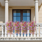 Artificial Faux Hanging Flowers Plants for Outdoor Spring Summer Decoration, 2PCS Fake Daisy Silk Plant Outside No Fade UV Resistant Realistic Home Decor for Porch Patio Window Box (Mix purple)