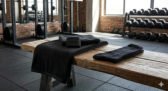 Personalized Women's Fitness Starter Pack, Black Rayon Bamboo Towel with Breathable Socks and Stretch Wristband, Soft Workout and Yoga Set