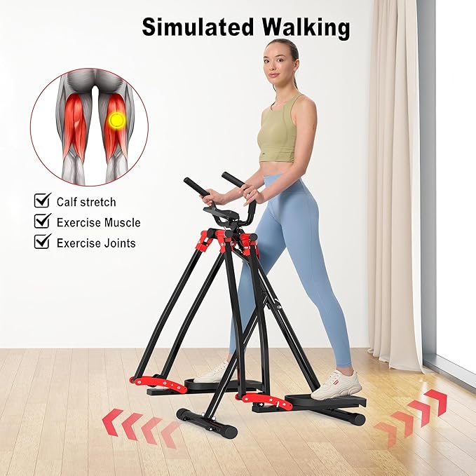 HOTWAVE Air Walker Exercise Machine, Home Space Walker Aerobic Stepper, Foldable Elliptical for Small Spaces - Cross Trainer Glider Exercise Machine for Men and Women Fitness Equipment