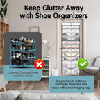 Over The Door Shoe Organizer with 12 Large Breathable Pockets - Durable Hanging Storage for the Entire Family's Shoes (White)