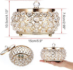 Hipiwe Crystal Jewelry Trinket Box with Glass Lid Large Gold Mirrored Treasure Box Decorative Jewelry Box Ring Earrings Necklace Storage Keepsake Box Gift for Women