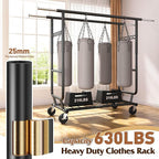Raybee Clothes Rack Load 630LBS, Heavy Duty Clothes Rack, Rolling Clothing Racks for Hanging Clothes with Wheels, Adjustable & Commercial Garment Rack, 22" D x 75" W x 68" H, Black