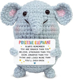OASSIE Thank You Gifts for Women - Mini Positive Crochet Animals Elephant - Inspirational Birthday Preschool Kindergarten Graduation Gifts Trendy Stuff for Teen Boys Girls Kids Friend Daughter Sister