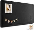 Large Bulletin Board, 35 X 24 Inches Felt Cork Board with 40 Pushpins, Foldable Felt Notice Pin Board Photo Display Board with Self-Adhesive Tape for Office Home School (Black, 35x24 inch)