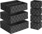 Posprica Woven Baskets, Storage Baskets for Organizing (Set of 8), Cube Baskets Bin Container Matching Storage Boxes Organizers for Pantry, Office, Shelves, Media-room