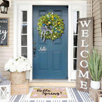 WANNA-CUL 24 Inch Year Round Spring Summer Wreaths for Front Door, Blue Yellow Floral Door Wreath with Pomegranates Daisy - All Season Decorative Wedding Wall Wreath Indoor Outdoor Farmhouse Decor