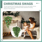 Pre-lit Artificial Christmas Teardrop Swag With 30 LED - 24 in Pine Greenery for Staircase Decorations