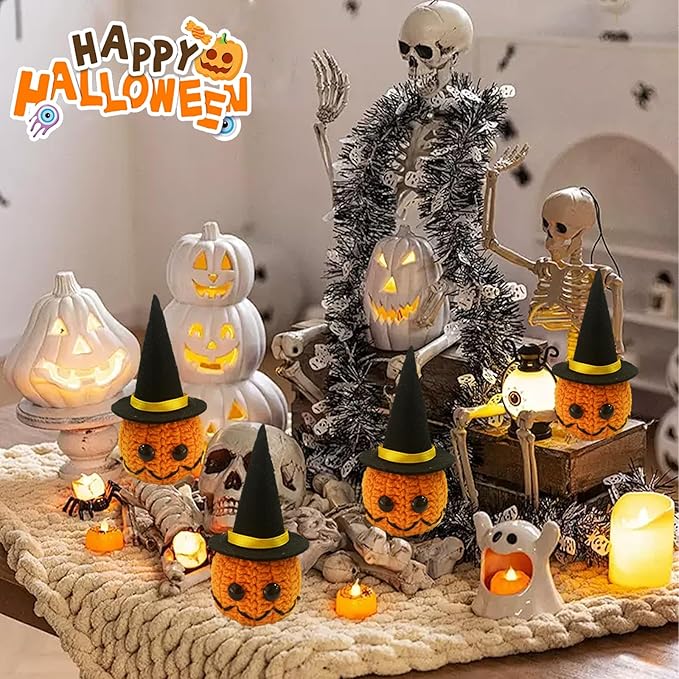 Crochet Pumpkin, Cute Emotional Support Pumpkin with Wizard Hat for Halloween, Funny Gifts for Adults, Women, Men, Friends, Family