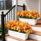 Artificial Fall Flowers for Outdoor Faux Plants for Spring Summer Decoration, UV Resistant Realistic Silk Plastic Fake Autumn Fall Flowers Garden Porch Patio Balcony Yard Front Home Decor, 24 Bundles