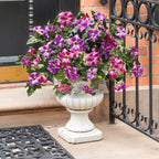 HyeFlora Artificial Flowers for Outdoors 2PCS Spring Faux Morning Glory Look Real Silk Flowers for Outside Planter UV Resistant Fake Flowers for Home Garden Balcony Yard Porch Deco