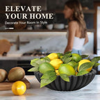 YMXYJM Large Decorative Bowl, Modern Handicraft Bowls for Home Decor, Decorative Fruit Bowl for Kitchen, Ruffle Bowl Decor, Stylish Key bowl for Entry Table, Artificial Stone Black