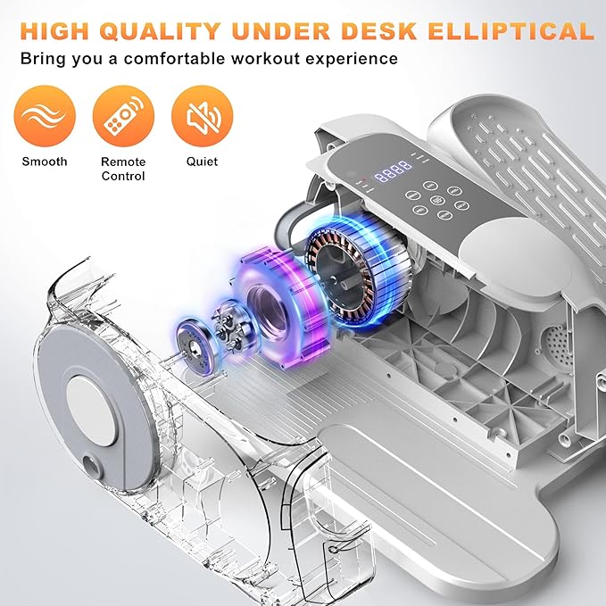 Mini Under Desk Elliptical Low Impact Electric Leg Exerciser As Seen on TV While Sitting for Seniors with Non-Slip Mat Quiet & Portable for Home and Office