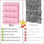 homyfort Pink Shoe Organizer Over the Door for Girls Women Kids Room,Hanging Shoe Rack Organizer for Closet Door,Zapateras Storage Holder with 24 Large Pockets & 4 Sturdy Hooks for Shoes,Slippers