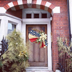 250th Anniversary Patriotic Wreath, Red White and Blue Wreath All-Weather Farmhouse Outdoor Holiday Decoration, Memorial Wreaths 3D Eagle Wreaths for Front Door (D)